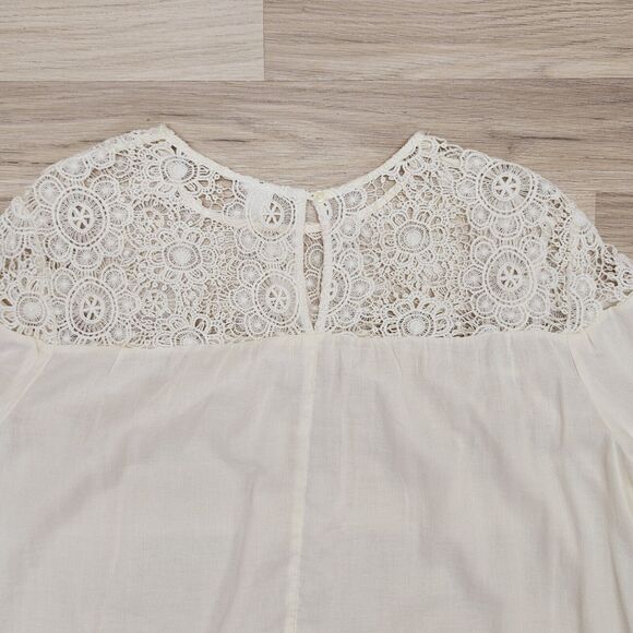 OLD NAVY Womens Ivory White Crochet Sheer Cotton Blouse XL - Picture 8 of 8